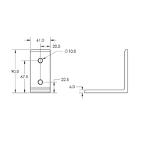 40-520-1 MODULAR SOLUTIONS ANGLE BRACKET<br>90MM TALL X 45MM WIDE W/ HARDWARE